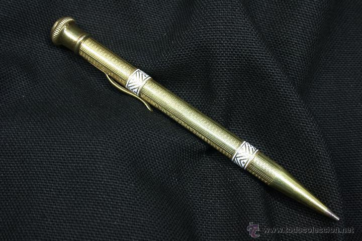 Escriban&iacute;a: Portaminas chapado en oro. Esmalte blanco. - Foto 2