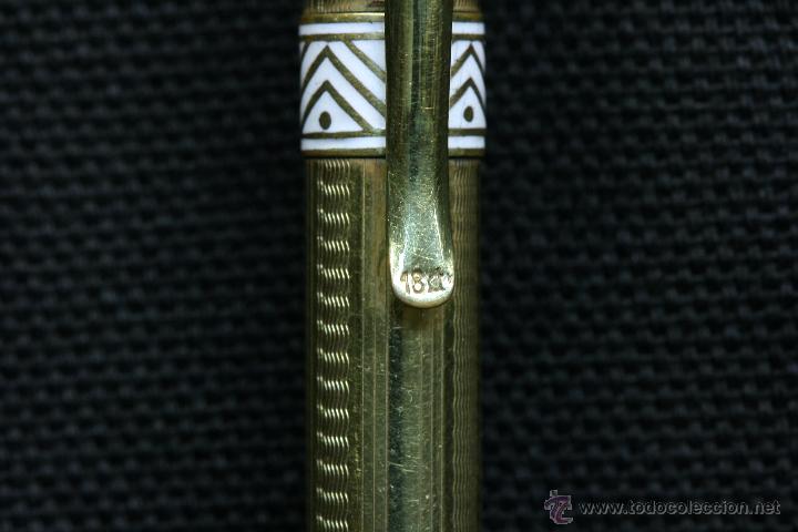 Escriban&iacute;a: Portaminas chapado en oro. Esmalte blanco. - Foto 4