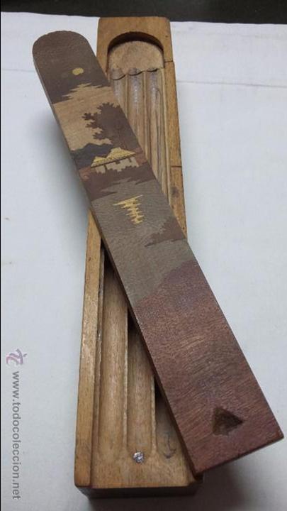 Escriban&iacute;a: ANTIGUO PLIMIER DE MADERA CON PRECIOSA MARQUETERIA - Foto 1