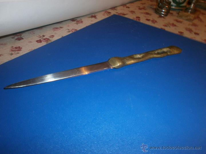 Escriban&iacute;a: Abrecartas met&aacute;lico mango de bronce  medida 22 cm. - Foto 1