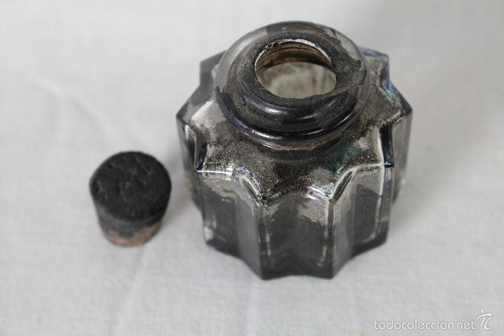 Escriban&iacute;a: tintero antiguo en cristal - Foto 3