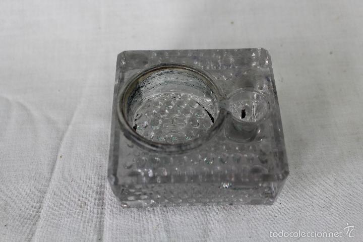 Escriban&iacute;a: escribania soporte de cristal para tintero y pluma - Foto 3