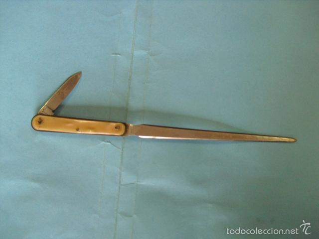 Escriban&iacute;a: abrecartas y navaja, marca stainless, antigua - Foto 2