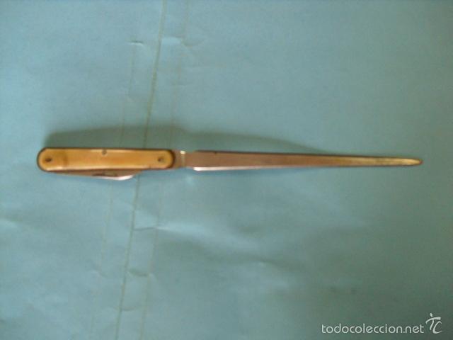 Escriban&iacute;a: abrecartas y navaja, marca stainless, antigua - Foto 3