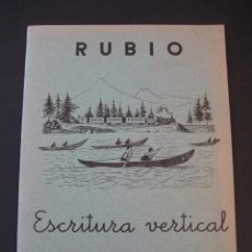 Escribanía: ESCRITURA VERTICAL Nº03. ED. RUBIO. ANTIGUO CUADERNO ESCOLAR AÑO 1963. FERROCARRIL, CANOAS