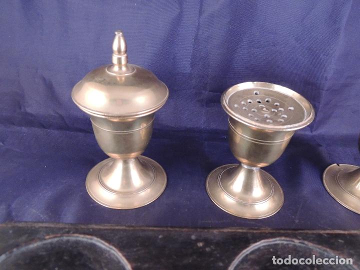 Escriban&iacute;a: ESCRIBANIA DE MADERA EBANIZADA CON VASOS DE BRONCE S. XIX - Foto 4