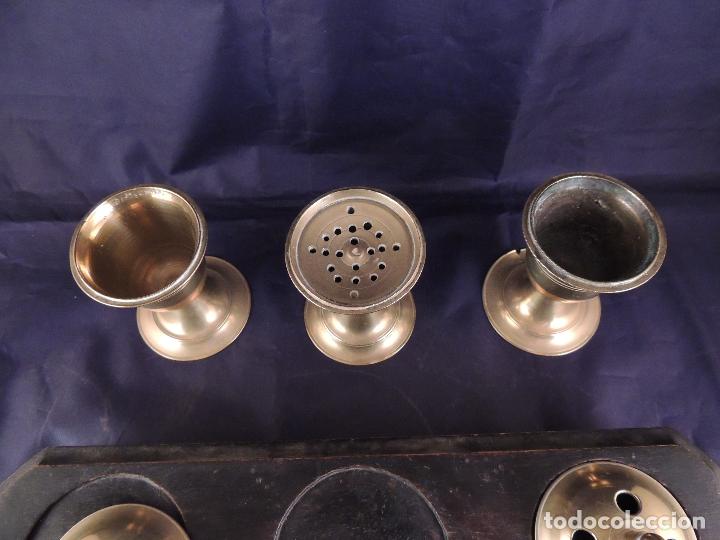 Escriban&iacute;a: ESCRIBANIA DE MADERA EBANIZADA CON VASOS DE BRONCE S. XIX - Foto 6