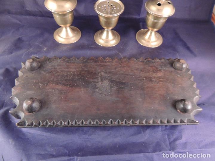 Escriban&iacute;a: ESCRIBANIA DE MADERA EBANIZADA CON VASOS DE BRONCE S. XIX - Foto 7