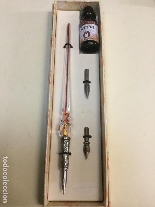 Escriban&iacute;a: Pluma en vidrio de Murano con hoja de oro. NUEVA - Foto 1