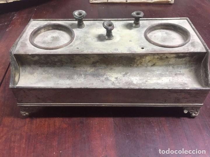 Escriban&iacute;a: Escribania de cobre plateado ff. S. XVIII - Foto 1