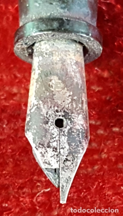 Escriban&iacute;a: TINTERO DE CRISTAL Y PLUMA DE RESINA. CIRCA 1960. - Foto 4