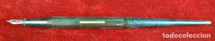 Escriban&iacute;a: TINTERO DE CRISTAL Y PLUMA DE RESINA. CIRCA 1960. - Foto 10