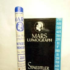 Escribanía: J. S. STAEDTLER, ANTIGUO TUBO PORTAMINAS CON 6 MINAS 2MM 2B MARS LUMOGRAPH 1904. PRECINTADA, GERMANY