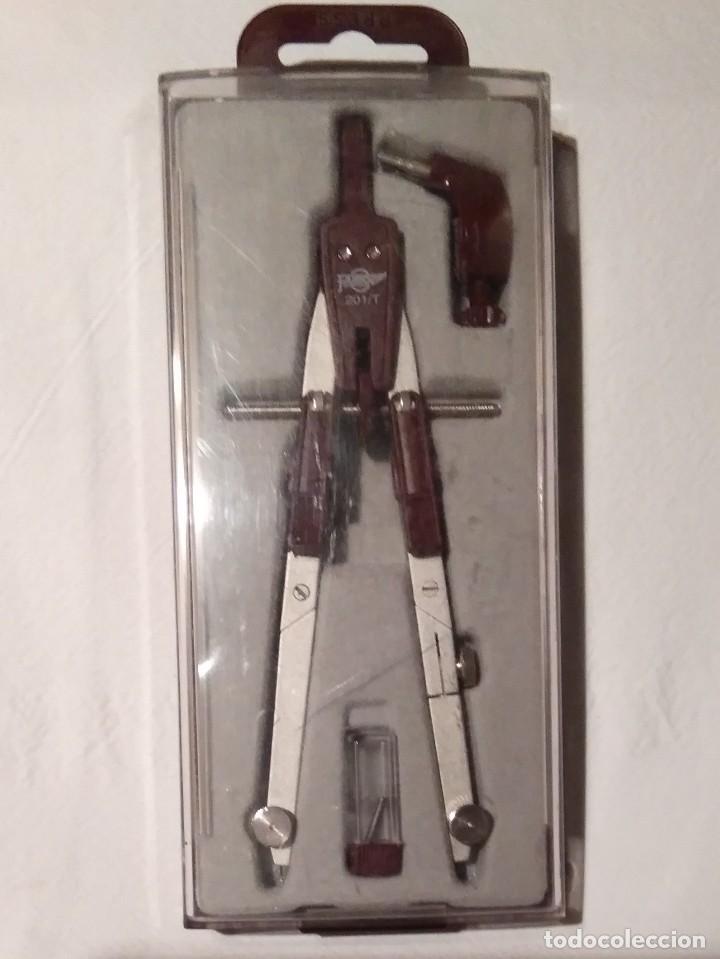 Escriban&iacute;a: Antiguo juego de comp&aacute;s con estuche - Foto 1