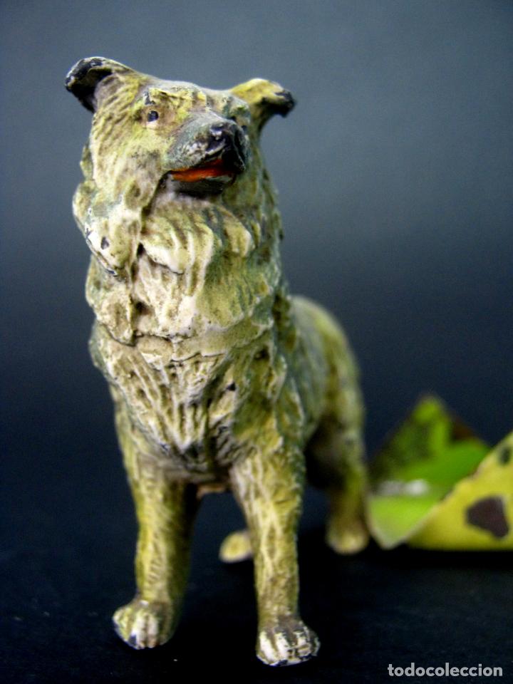 Escriban&iacute;a: 1900 - Antiguo perro con tintero - metal policromado - Foto 3