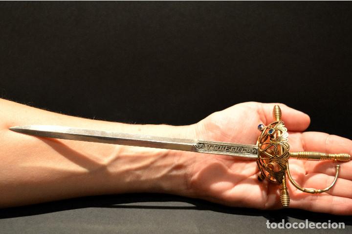 Escriban&iacute;a: ABRECARTAS ESPADA DAGA DE DEDO TOLEDO 24CM - Foto 8
