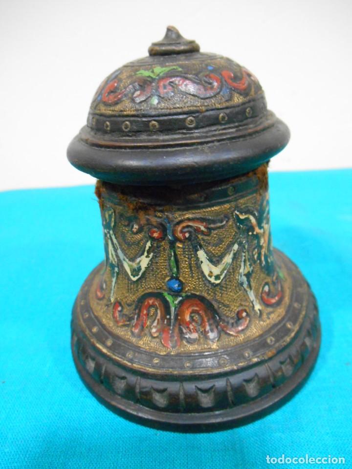 Escriban&iacute;a: ANTIGUO PORTATINTERO DE MADERA DE ESCRIBANIA - Foto 2