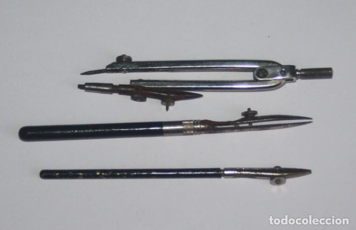 Escriban&iacute;a: Lote de comp&aacute;s y dos tiralineas antiguos - Foto 1