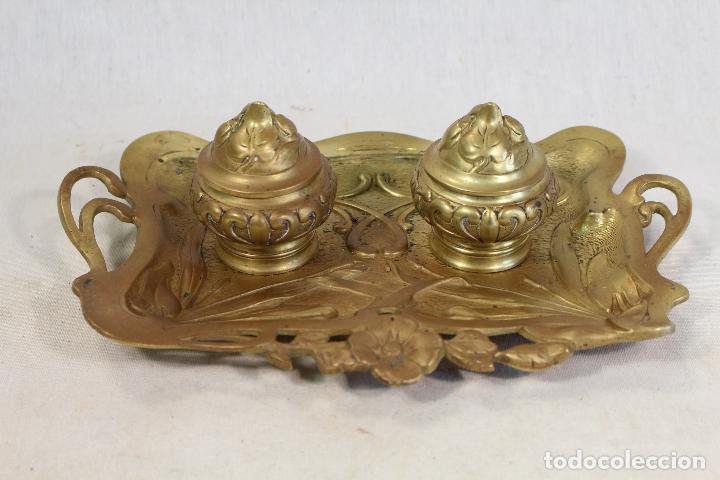 Escriban&iacute;a: tintero escribania modernista en bronce - Foto 1