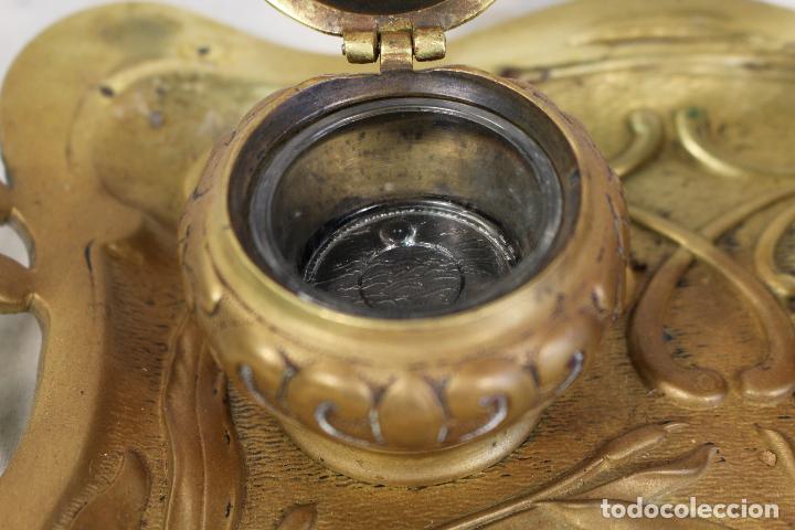 Escriban&iacute;a: tintero escribania modernista en bronce - Foto 6