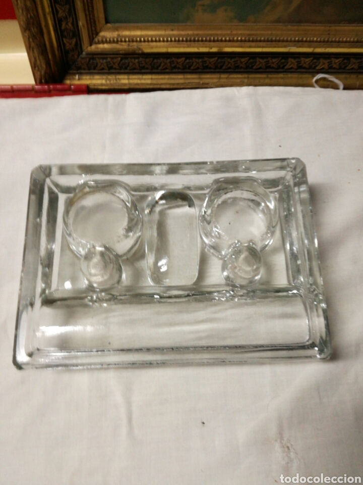 Escriban&iacute;a: Antiguo tintero de cristal - Foto 5