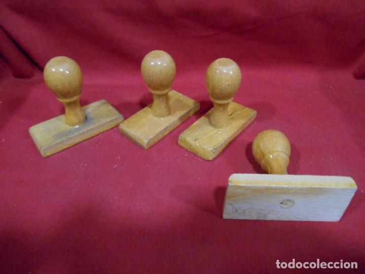 Escriban&iacute;a: LOTE DE 4 TAMPONES DE MADERA SIN ESTRENAR - Foto 1