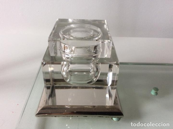 Escriban&iacute;a: ESCRIBAN&Iacute;A DOS TINTEROS CRISTAL PRENSADO. - Foto 2