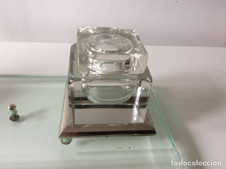 Escriban&iacute;a: ESCRIBAN&Iacute;A DOS TINTEROS CRISTAL PRENSADO. - Foto 3