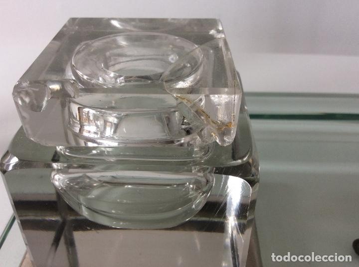 Escriban&iacute;a: ESCRIBAN&Iacute;A DOS TINTEROS CRISTAL PRENSADO. - Foto 6
