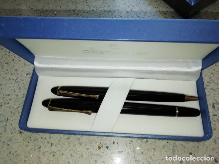 Escriban&iacute;a: juego de pluma y boligrafo cristian lay exclusive collection nuevo sin usar lacado negro