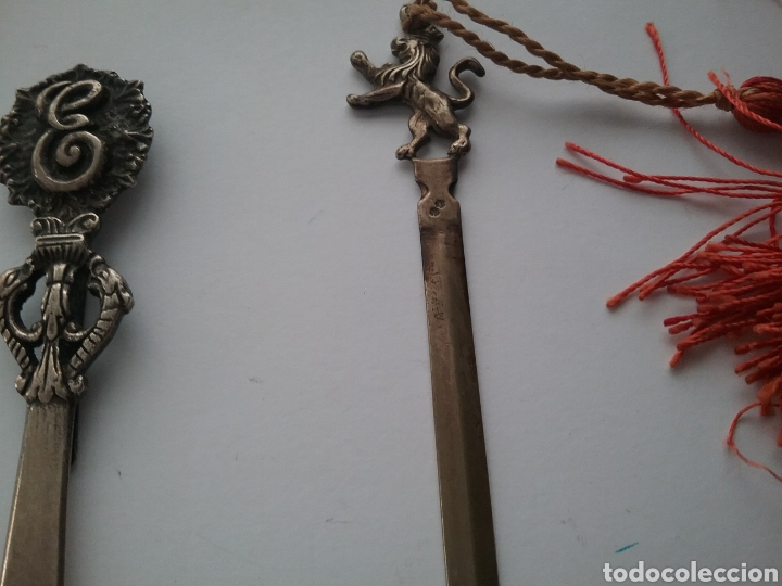 Escriban&iacute;a: Lote 3 abrecartas en plata. - Foto 3