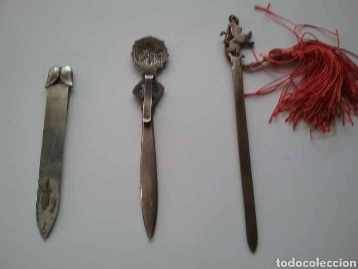 Escriban&iacute;a: Lote 3 abrecartas en plata. - Foto 4