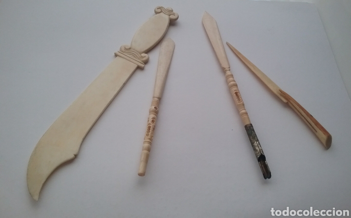 Escriban&iacute;a: Lote de 4 abrecartas en hueso. - Foto 5