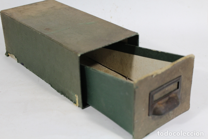 Escriban&iacute;a: fichero de cart&oacute;n verde antiguo - Foto 2