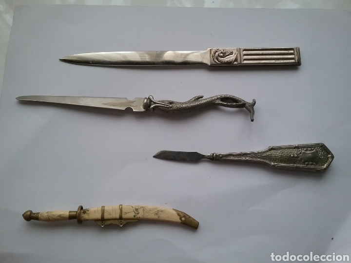 Escriban&iacute;a: Lote de 4 abrecartas uno de ellos en plata - Foto 2
