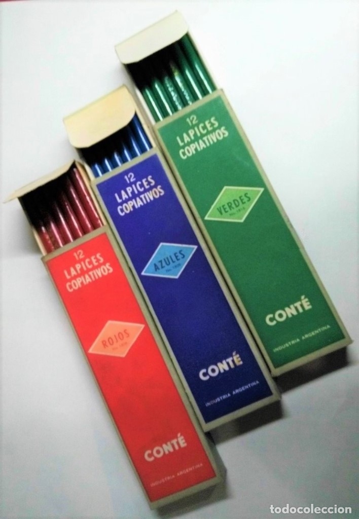 Escrita: Lote de 3 docenas de. Antiguos L&aacute;pices Cont&eacute; Copiador Verde, Rojo y Azul. Argentina