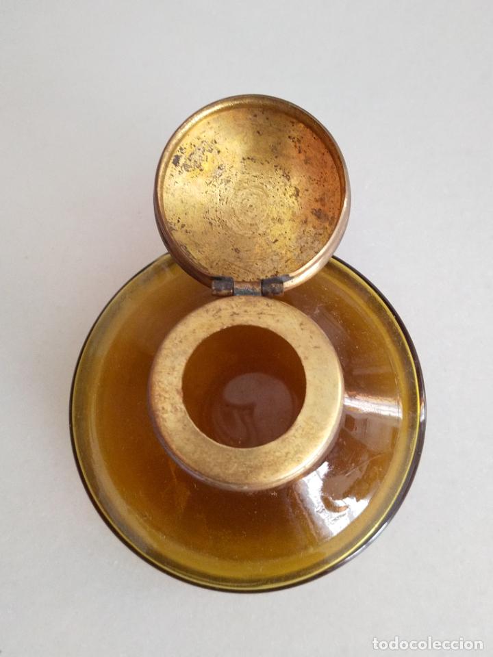 Escriban&iacute;a: Antiguo tintero de cristal soplado - Foto 3