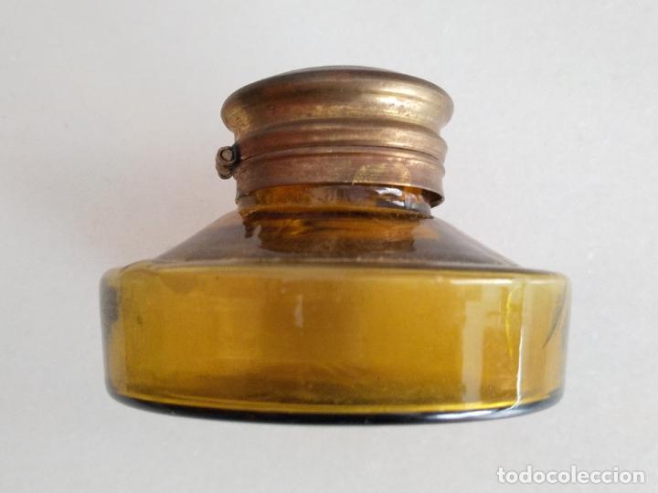 Escriban&iacute;a: Antiguo tintero de cristal soplado - Foto 5