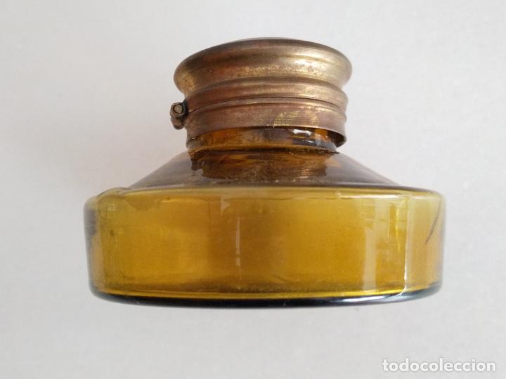Escriban&iacute;a: Antiguo tintero de cristal soplado - Foto 6