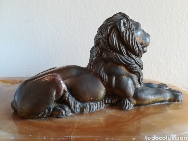 Escriban&iacute;a: Escriban&iacute;a en bronce con base de m&aacute;rmol - Le&oacute;n Pluma Tintero - Foto 15