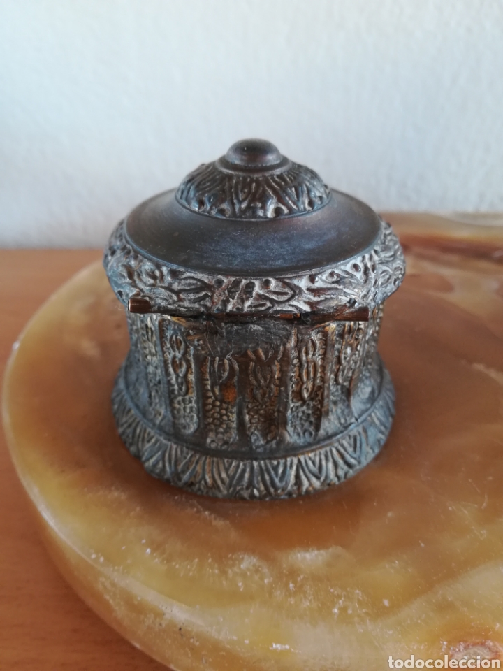 Escriban&iacute;a: Escriban&iacute;a en bronce con base de m&aacute;rmol - Le&oacute;n Pluma Tintero - Foto 17