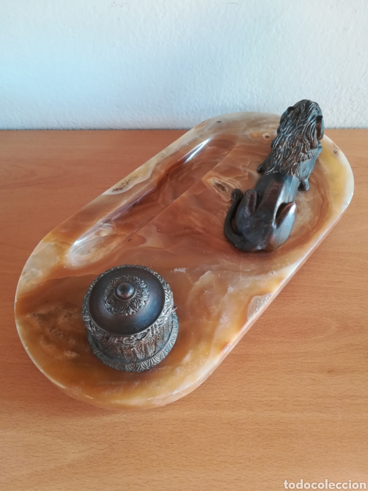 Escriban&iacute;a: Escriban&iacute;a en bronce con base de m&aacute;rmol - Le&oacute;n Pluma Tintero - Foto 19
