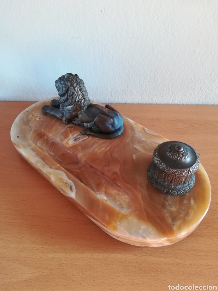 Escriban&iacute;a: Escriban&iacute;a en bronce con base de m&aacute;rmol - Le&oacute;n Pluma Tintero - Foto 24