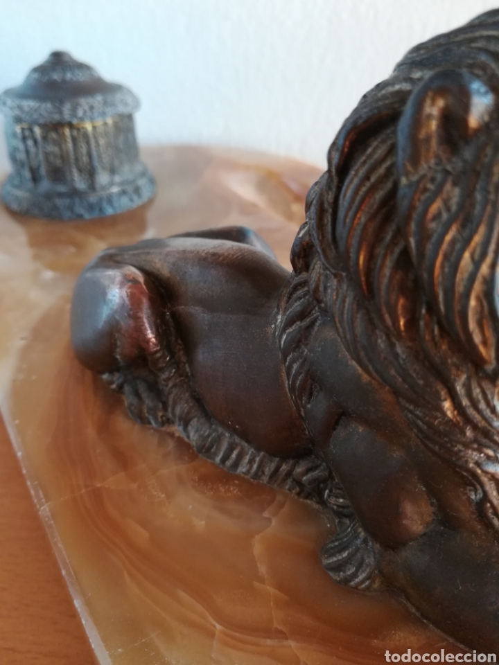 Escriban&iacute;a: Escriban&iacute;a en bronce con base de m&aacute;rmol - Le&oacute;n Pluma Tintero - Foto 30