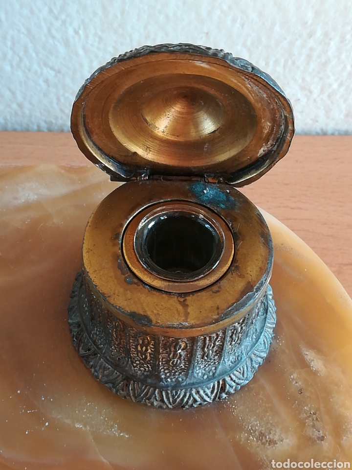 Escriban&iacute;a: Escriban&iacute;a en bronce con base de m&aacute;rmol - Le&oacute;n Pluma Tintero - Foto 38