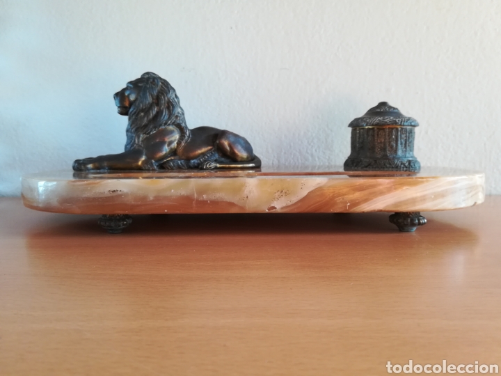 Escriban&iacute;a: Escriban&iacute;a en bronce con base de m&aacute;rmol - Le&oacute;n Pluma Tintero - Foto 43