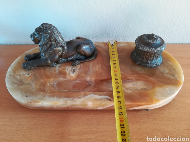 Escriban&iacute;a: Escriban&iacute;a en bronce con base de m&aacute;rmol - Le&oacute;n Pluma Tintero - Foto 50
