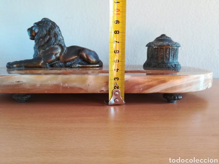 Escriban&iacute;a: Escriban&iacute;a en bronce con base de m&aacute;rmol - Le&oacute;n Pluma Tintero - Foto 51