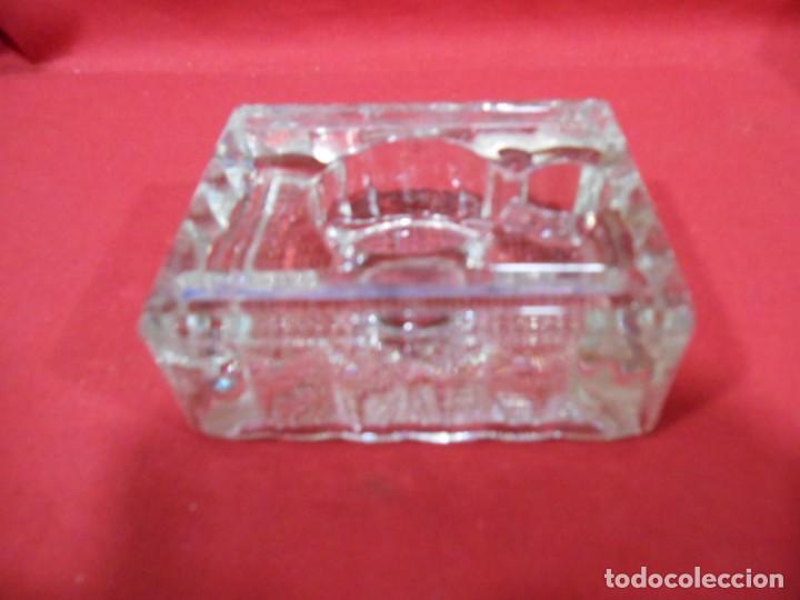 Escriban&iacute;a: ANTIGUO TINTERO RECTANGULAR DE CRISTAL PARA PUPITRE O MESA. - Foto 2