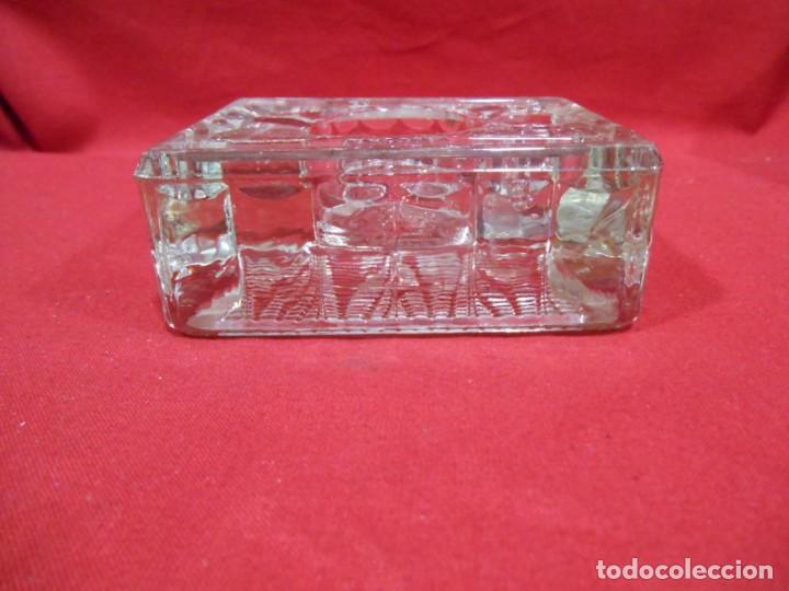 Escriban&iacute;a: ANTIGUO TINTERO RECTANGULAR DE CRISTAL PARA PUPITRE O MESA. - Foto 3